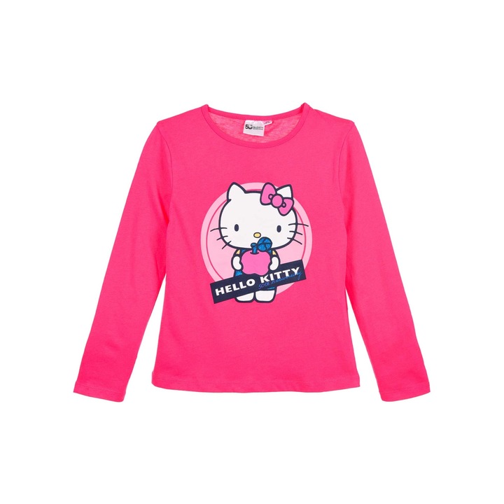 Bluza bumbac, maneca lunga, Hello Kitty 27909, Roz