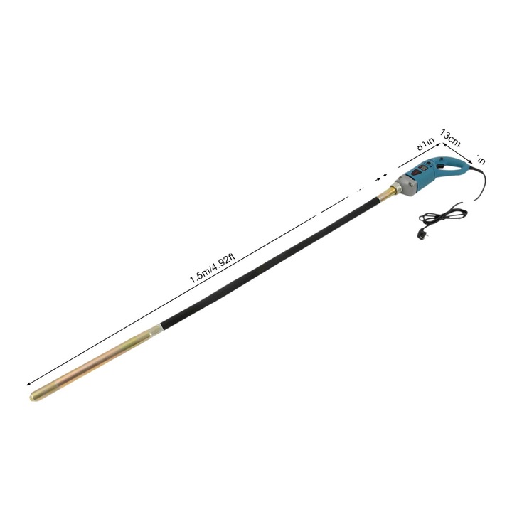 Elektromos betonvibrátor, 1300 W, 1,5 m, kék