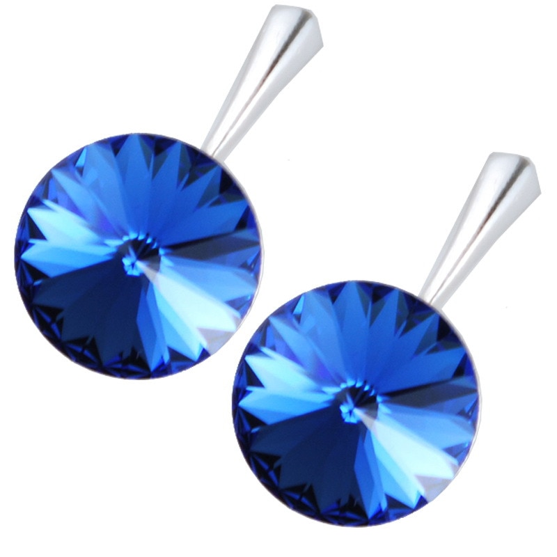 Cercei din argint cu cristale Saphire Foiled rivoli 14