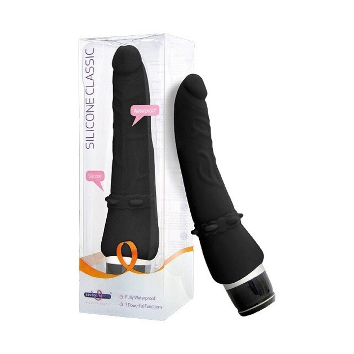 Многофункционален вибратор Seven Creations, 3 нива на пулсация, 3 нива на вибрация, Черен, 19 см