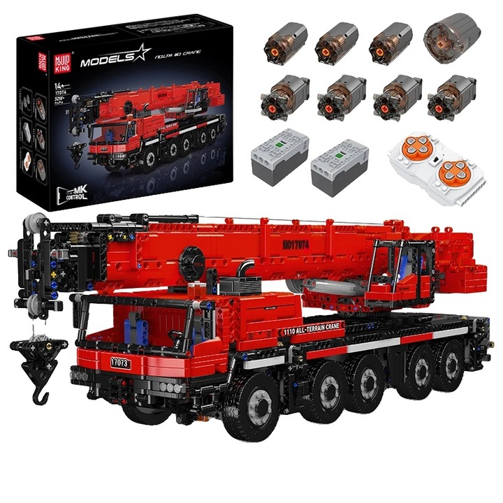 Set de constructie cu macara, Mould King, 3218 piese, control de la distanta, rosu