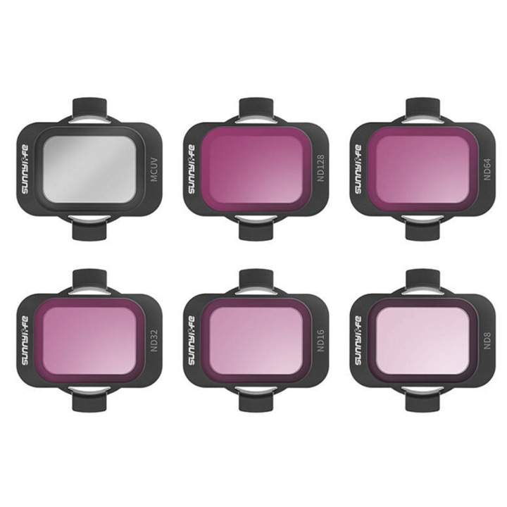 Комплект от 6 филтъра Sunnylife ND8/16/32/64/128 MCUV за DJI Avata 2, многоцветни, малък размер