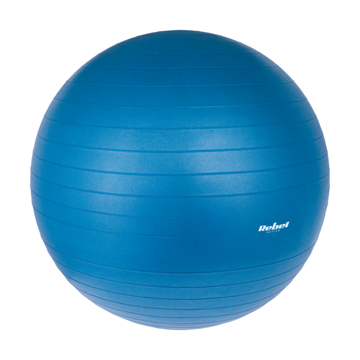 Minge fitness REBEL ACTIVE, 65cm, antiderapanta, albastra, set cu pompa manuala
