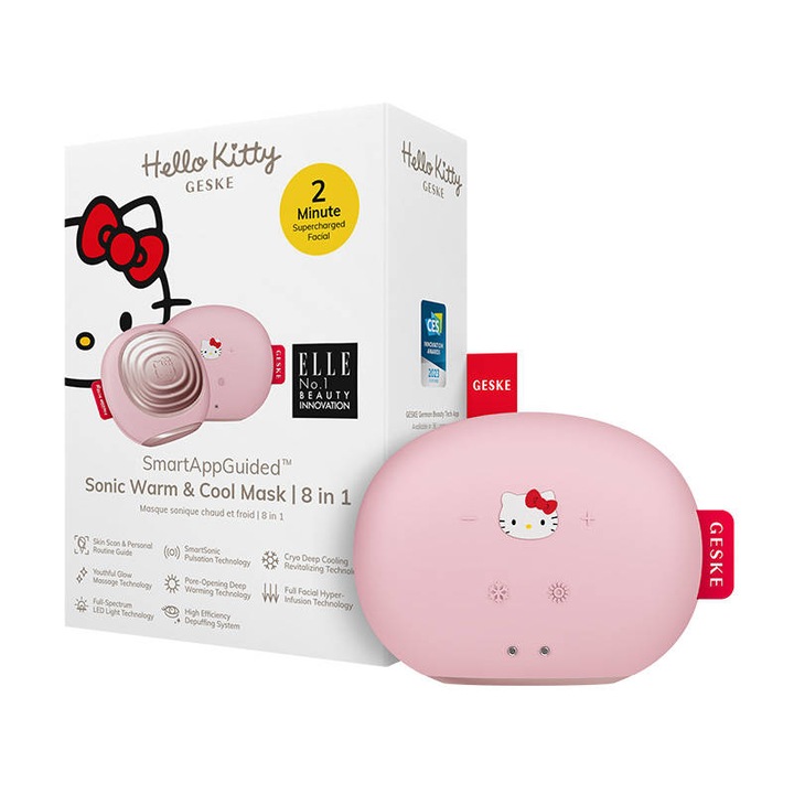 Уред за лице Geske HK000056PI01 8 в 1, Гореща и студена функция, Hello Kitty, Розов