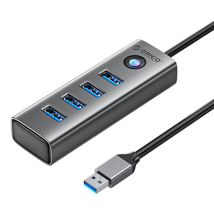 Orico PDD4U USB хъб, 4x USB 3.0, сив, 15см/1м