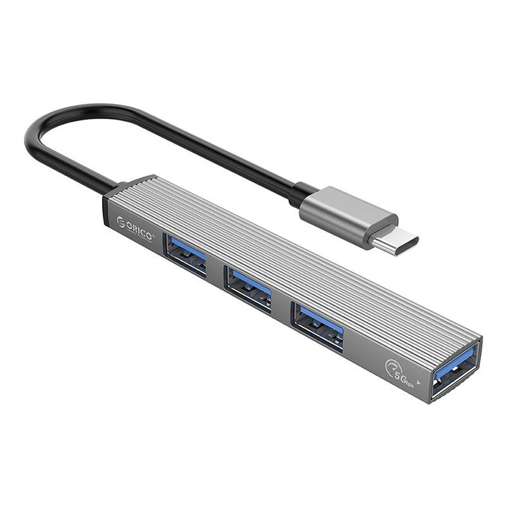 Orico USB хъб, 3x USB 2.0, 1x USB 3.0, сив, 88x15x7.5mm