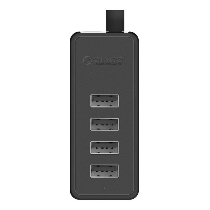 Orico W5P-30 USB Hub Adapter, 4x USB 2.0, черен, 22x77.4x31.5mm, кабел 30cm