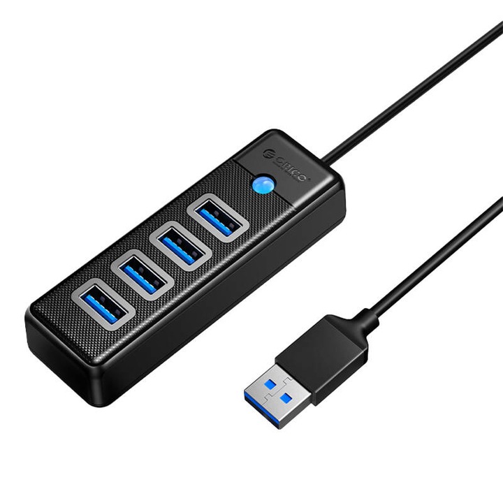 Адаптер USB Hub към 4x USB 3.0 Orico, 5 Gbps, 0.15 m, Черен