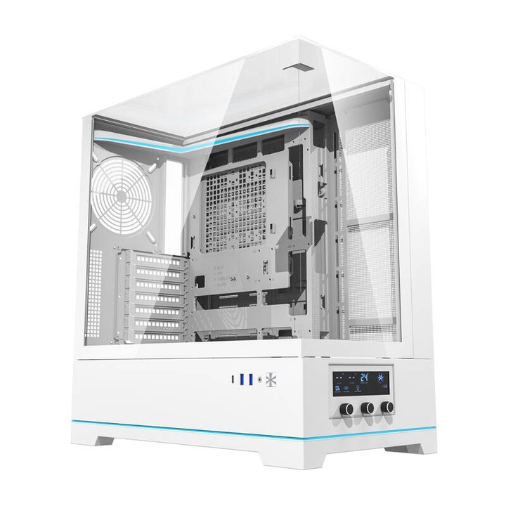 Кутия Darkflash, ATX Mid Tower, Закалено стъкло, Без вентилатор, 568 x 258 x 451 mm, Бял