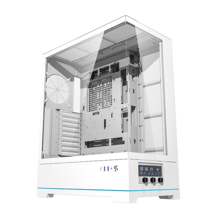 Компютърна кутия Darkflash DY451L ATX кутия, бяло, закалено стъкло, 568x258x451mm, без вентилатори