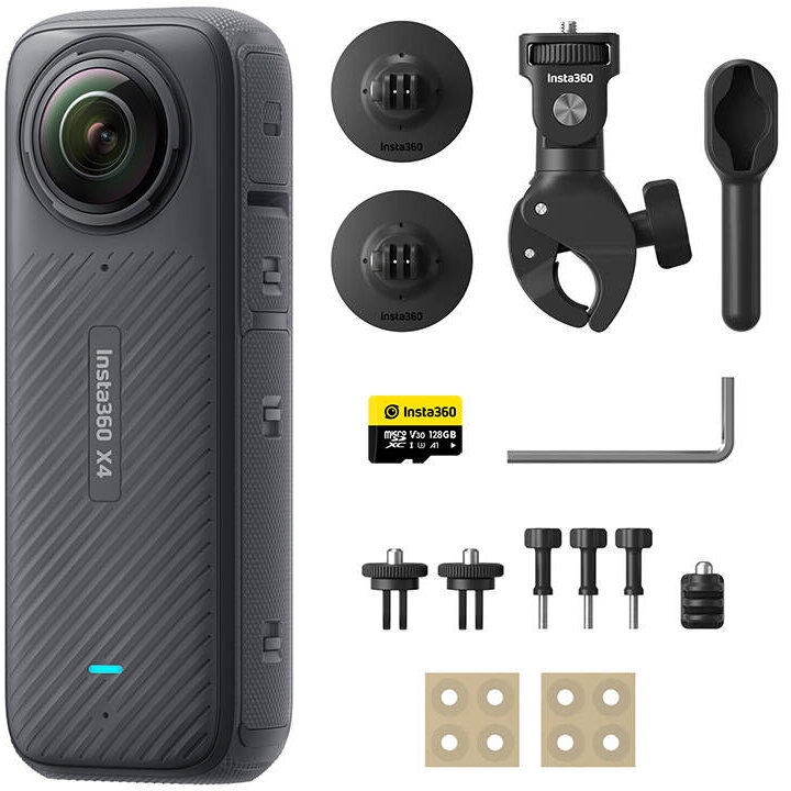 Camera sport Insta360 X4, 8K, 72MP, 128GB, montaj motocicleta