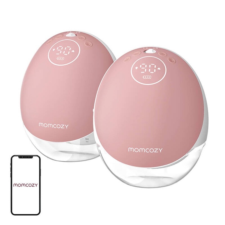 Помпа за кърма Momcozy M9, 15 нива на засмукване, червена, комплект 2 бр