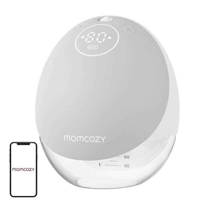 Помпа за кърма Momcozy M9, 15 нива на засмукване, сива, 127x109x77mm