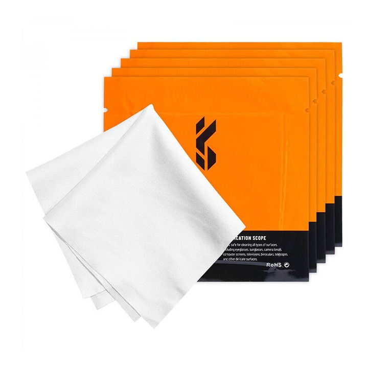 Kit de curatare, K&F Concept, 5 servetele din microfibra, 15x15 cm, fara praf