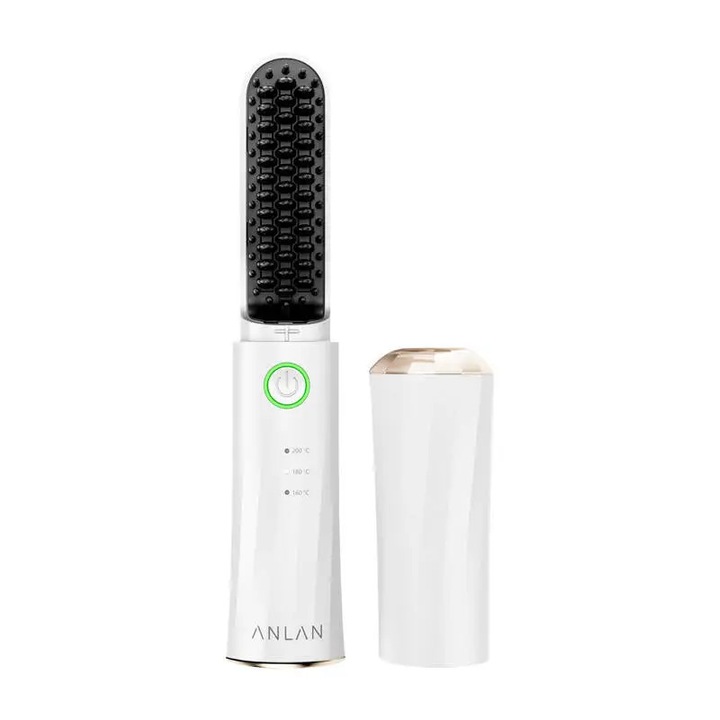 Perie de par electrica ANLAN, model 05-AZFS41-02A, 3 temperaturi, 4500mAh, 198x35x33mm