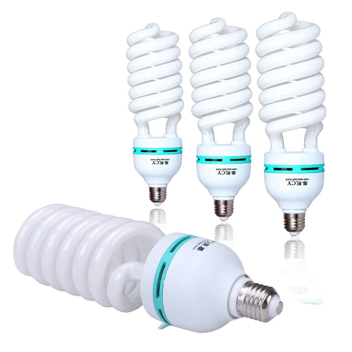 Set 4 becuri LED pentru fotografie, 5600K, alb, E27