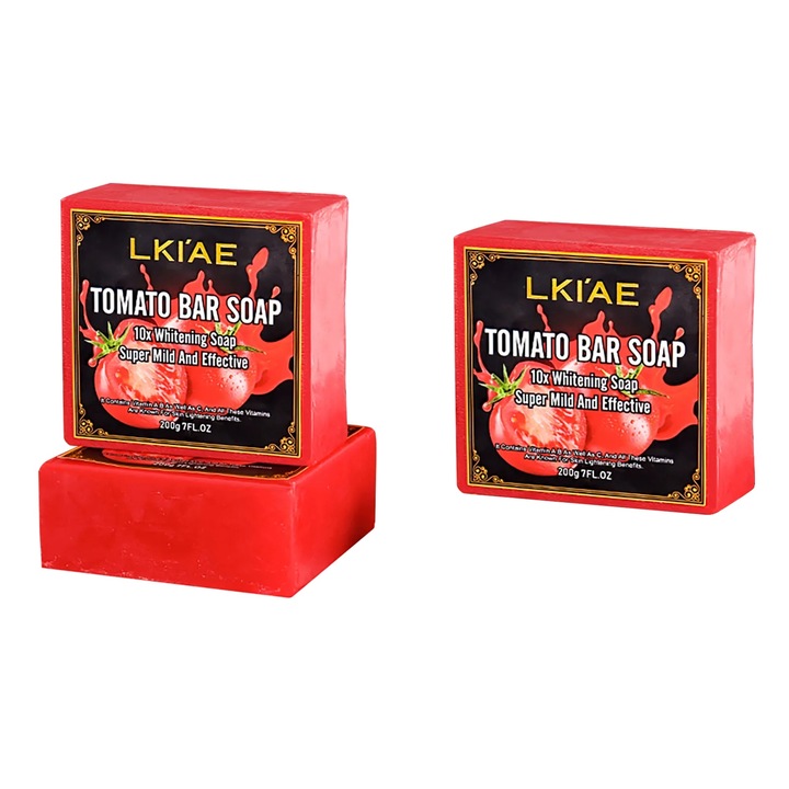 Сапун за лице и тяло, 10x избелващ, намалява тъмните петна, вкус на свеж домат, комплект от 3 броя, 200 г