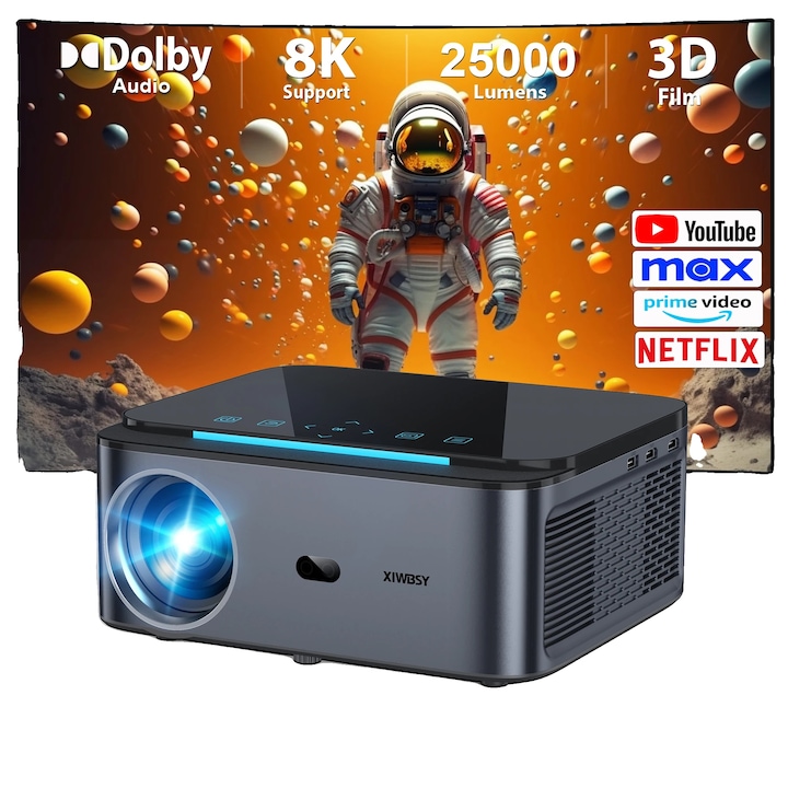 Видео проектор, 1080P, 25000 ANSI лумена, 40-300 инча, 32G автофокус, EU Plug