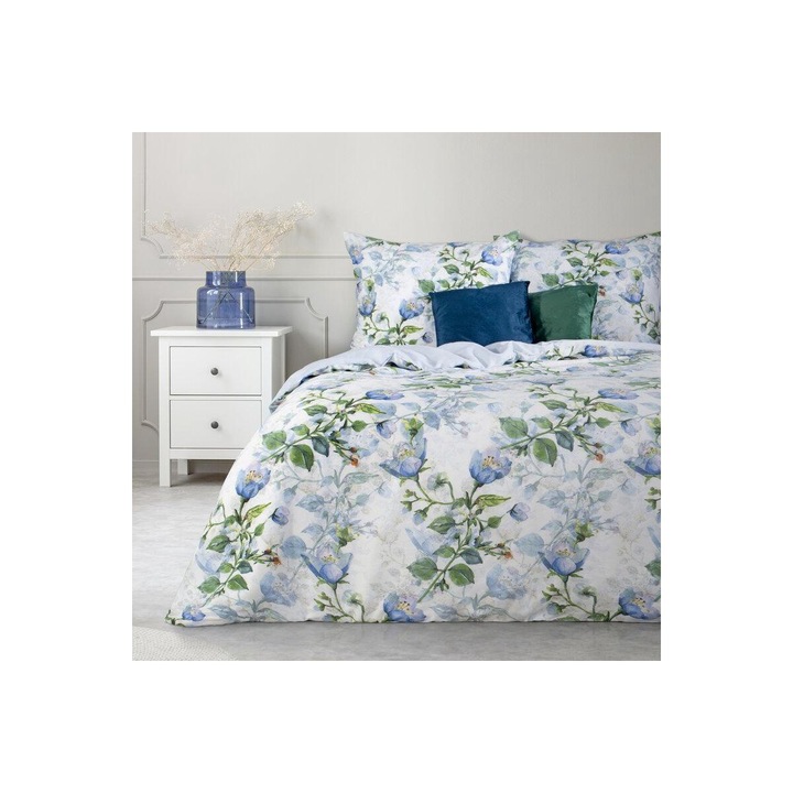 Lenjerie de pat, Eurofirany, bumbac-satin Eloida Alb 220x200 cm - 70x90 cm 2buc