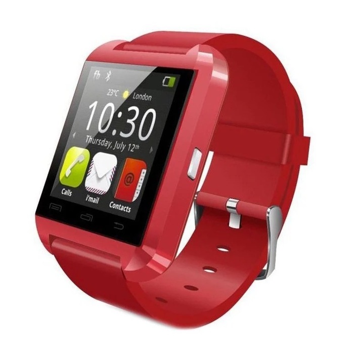 Смарт часовник Techstar U8+, Bluetooth, 1.44 инча LCD дисплей, Червен