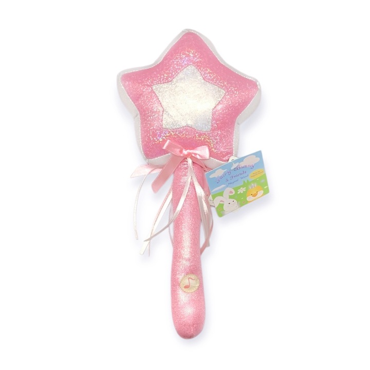 Jucarie de plus Russ Berrie Fairy Bunny And Friends Bagheta magica 37185 91-5, Bagheta magica, Plus moale, 28 x 13 cm, Roz