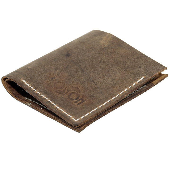 Portofel unisex, Koson, slim minimal handmade din piele naturala perfect gandit pentru 2-4 carduri si bancnote