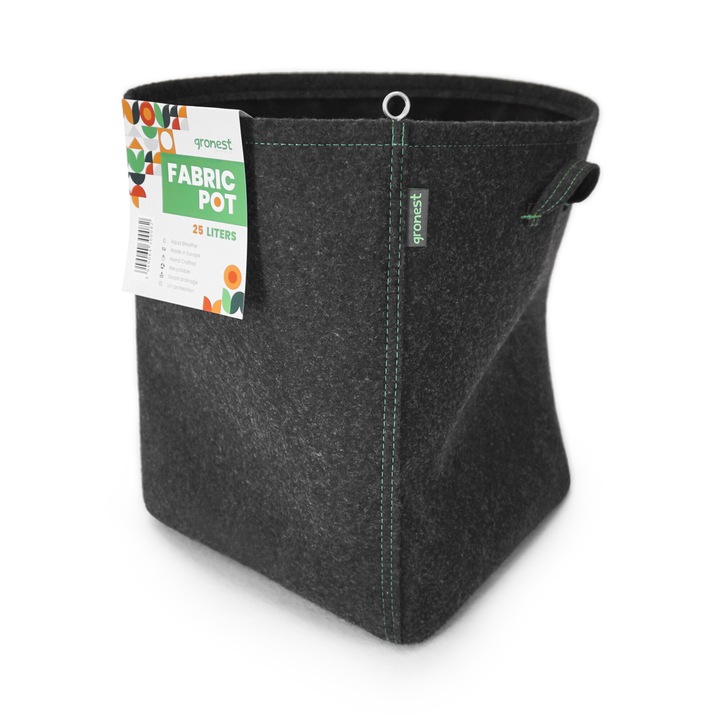 Ghiveci Textil de 25L Gronest® - Capacitate Mare pentru Arbori si Plante Mari, Durabil, Reutilizabil, Eco-Constient