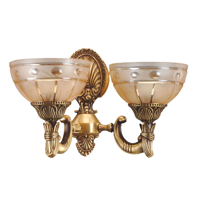 Aplica BUSSY LIGHTING 3033 2 brate E27 2x60W alama,metal, finisaj bronz-antiq / sticla-cristal