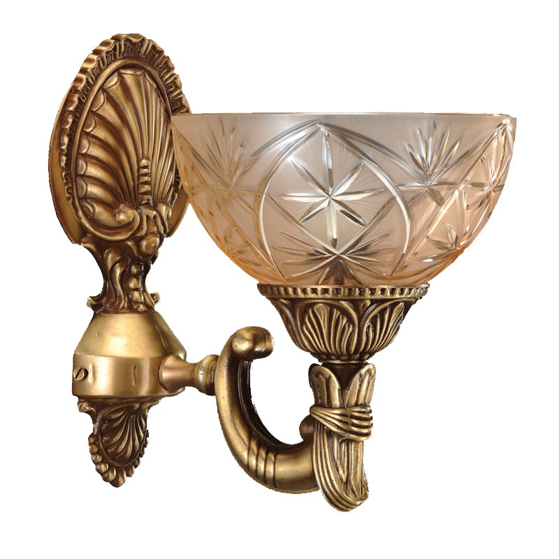 Aplica BUSSY LIGHTING 3034 1 brat E27 1x60W alama,metal, finisaj bronz-antiq / sticla-cristal