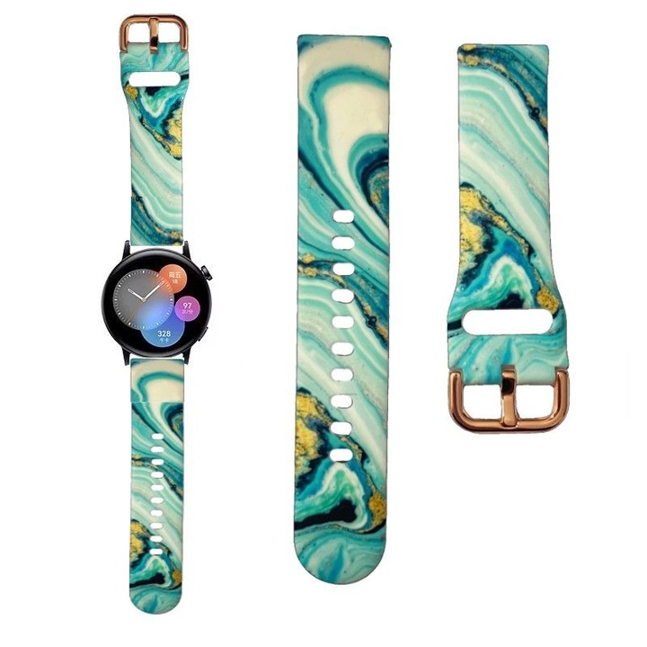 Каишка, съвместима със смарт часовник Huawei Watch GT2, GT3 42mm, Samsung Galaxy Watch FE 7 6 5 4 40/42/43/44/45/46/47, Amazfit Active BIP S LITE U PRO GTS 2 3 4 GTR 42mm MINI, силикон, режим 1, 20мм