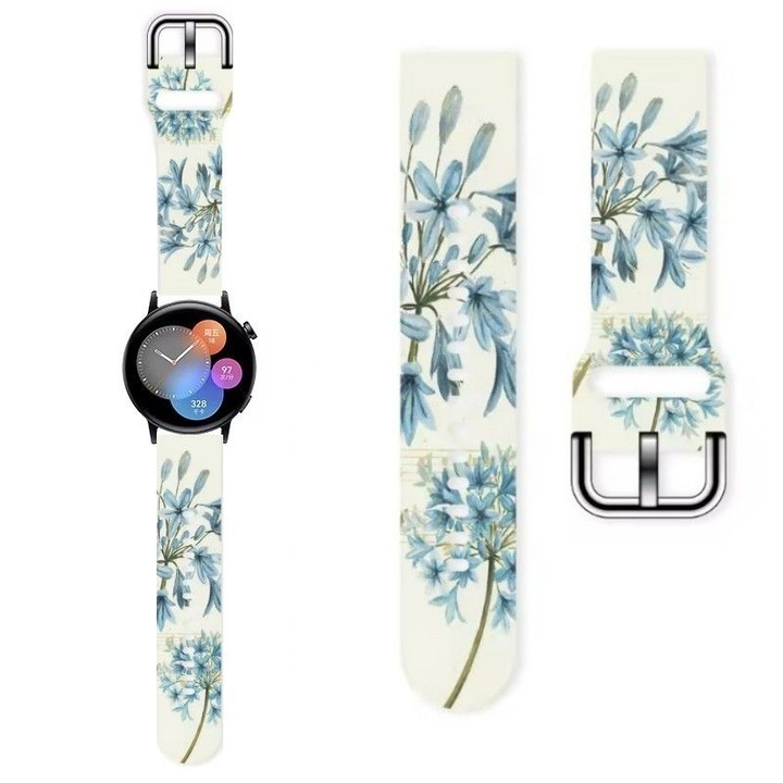 Curea compatibila cu smartwatch Huawei Watch GT2, GT3 42mm, Samsung Galaxy Watch FE 7 6 5 4 40/42/43/44/45/46/47, Amazfit Active BIP S LITE U PRO GTS 2 3 4 GTR 42mm MINI, silicon, modeul 2, 20mm