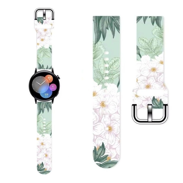 Каишка, съвместима със смарт часовник Huawei Watch GT2, GT3 42mm, Samsung Galaxy Watch FE 7 6 5 4 40/42/43/44/45/46/47, Amazfit Active BIP S LITE U PRO GTS 2 3 4 GTR 42mm MINI, силикон, режим 3, 20мм