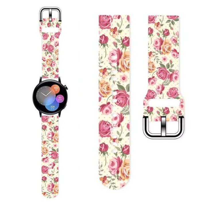 Curea compatibila cu smartwatch Huawei Watch GT2, GT3 42mm, Samsung Galaxy Watch FE 7 6 5 4 40/42/43/44/45/46/47, Amazfit Active BIP S LITE U PRO GTS 2 3 4 GTR 42mm MINI, silicon, modeul 4, 20mm