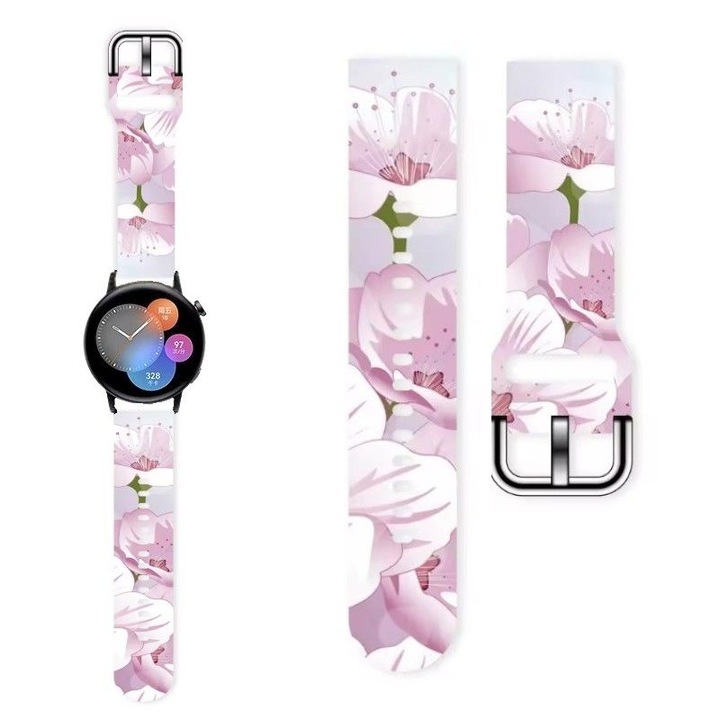 Curea compatibila cu smartwatch Huawei Watch GT2, GT3 42mm, Samsung Galaxy Watch FE 7 6 5 4 40/42/43/44/45/46/47, Amazfit Active BIP S LITE U PRO GTS 2 3 4 GTR 42mm MINI, silicon, modeul 5, 20mm