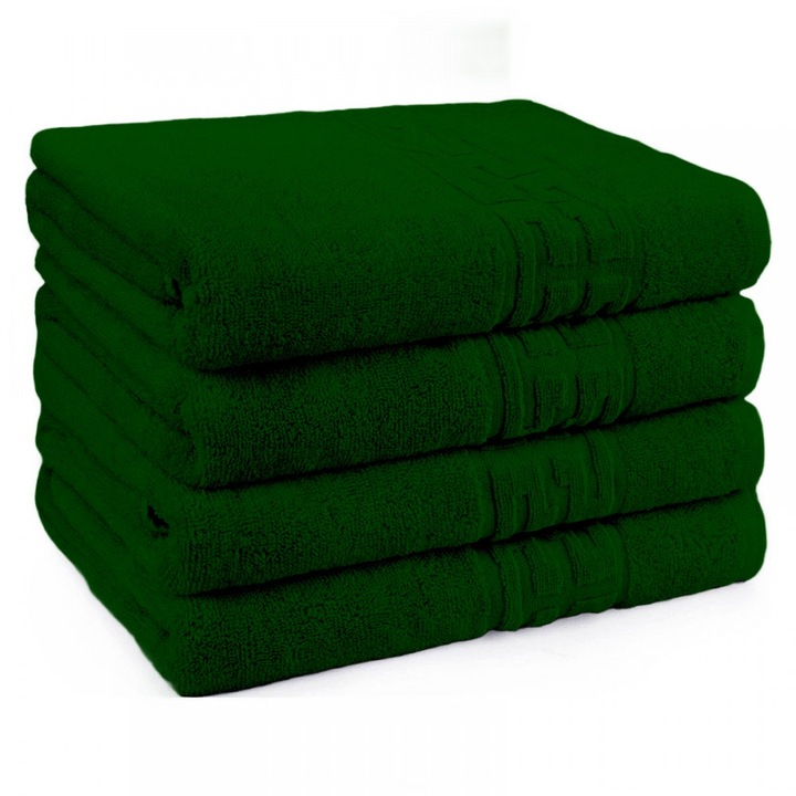Хотелска кърпа за лице, комплект от 4 бр. JIJU®, Imperial Green, 50x90 см, 100% памук, мек, хипоалергенен, гръцки десен, съвместим с пералня и сушилня