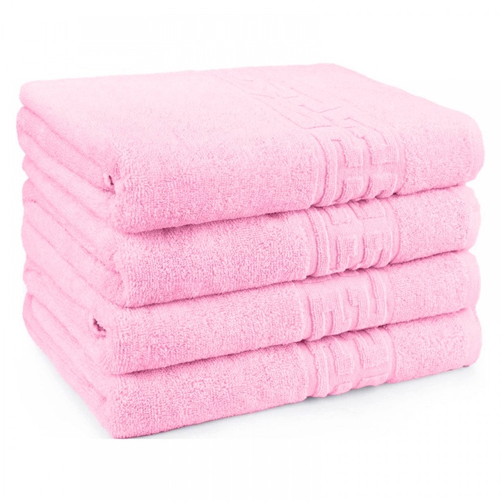Хотелски кърпи за ръце комплект 4 бр. Sueva®, Pink, 50x90 см, 100% памук, мека материя, хипоалергенна, гръцка шарка, съвместима с пералня и сушилня