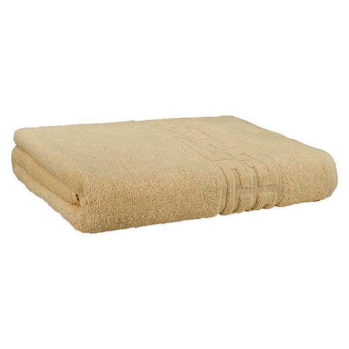 Хотелска хавлия за баня Sueva®, Cream, 130x70 см, 100% памук, мека материя, хипоалергенна, гръцки десен, съвместима с пералня и сушилня