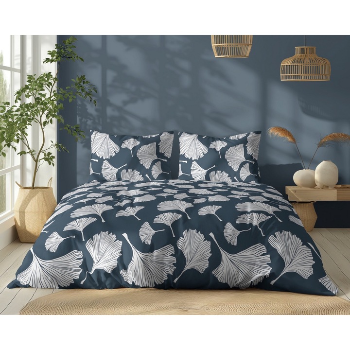 2 személyes ágynemű, Pamut, 3 db, Párnahuzat/paplanhuzat, Cipzár, 1266507, 160 x 200 cm, Többszínű fehér