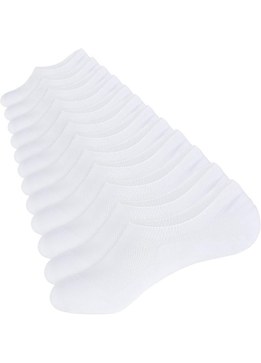 Sosete pentru barbati, sosete joase, linie de barca plata antiderapanta 10 perechi, alb, 36-43 EU