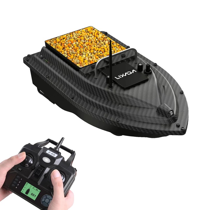 Лодка за захранка, GPS, ABS, черна, 485x264x160 мм