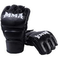 Manusi fitness, Hggzeg, Manusi de antrenament pentru barbati, Manusi MMA, Design cu velcro si design ergonomic, Pentru box, sac de nisip, muay thai, taekwondo si sanda antrenament, Piele PU, Universal, Negru