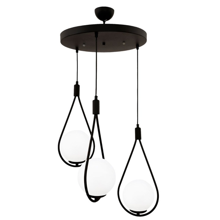 Candelabru Meksika Negru 3xE27, Design Modern, max. 60W