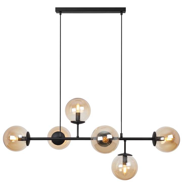 Полилей, Light Home, Siena, E14, Клас A, 15 см x 15 см x 40 см, 60 W, 6 светлинни точки Метал, Стъкло, Мед/Черен