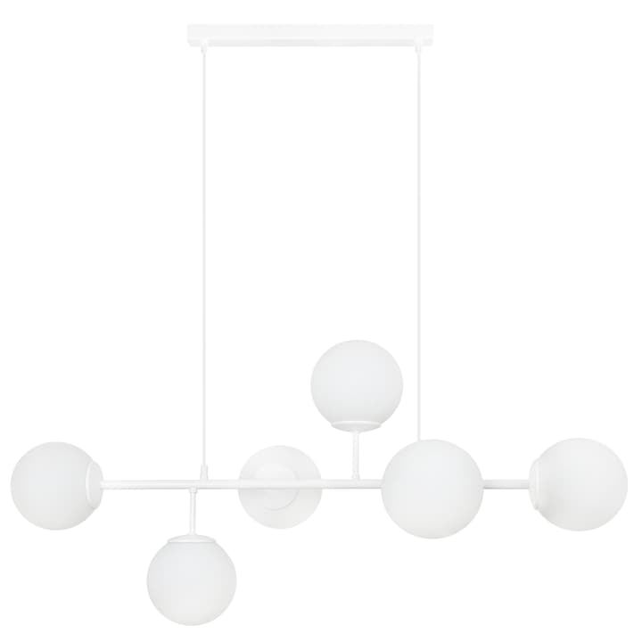 Lustra, Light Home, Siena, E14, Clasa A, 15 cm x 15 cm x 40 cm, 60 W, 6 puncte de lumina Metal|Sticla, Alb