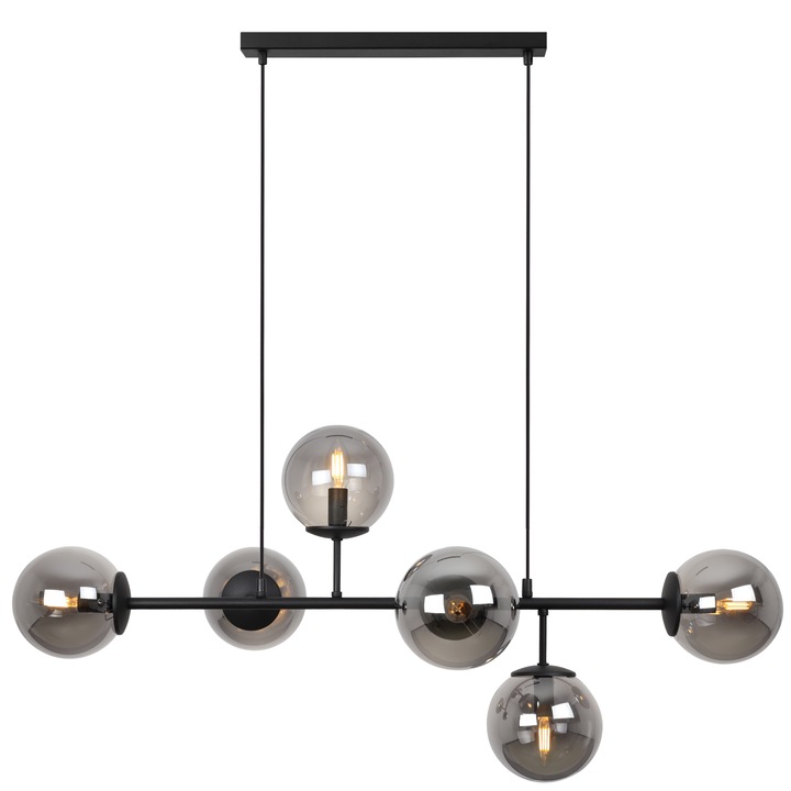 Полилей, Light Home, Siena, E14, Клас A, 15 см x 15 см x 40 см, 60 W, 6 светлинни точки Метал, Стъкло, Графит/Черен