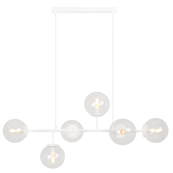 Полилей, Light Home, Сиена, E14, Клас A, 15 см x 15 см x 40 см, 60 W, 6 светлинни точки Метал, Стъкло, Прозрачно/бяло