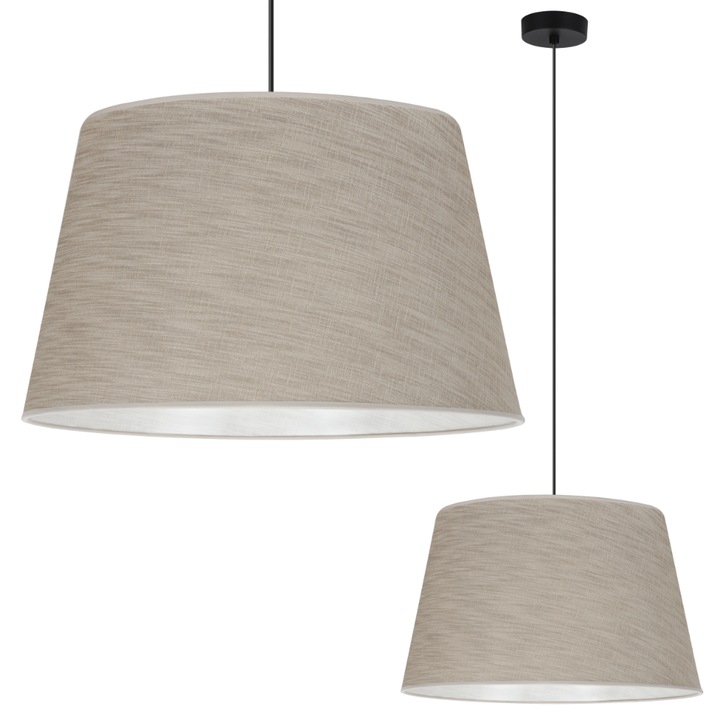 Полилей, Light Home, Лен, E27, Висулка, Клас A, Всекидневна, 26 см x 44 см x 10 см, 60 W, 1 осветителна точка, Пластмаса/Метал/Стъкло, Светло бежово/Черно