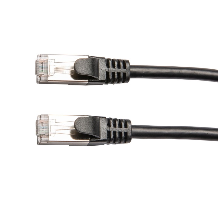 Кабел за данни Lexman, щепсел, RJ45, CAT6, 0,5 м, гума/мед, черен