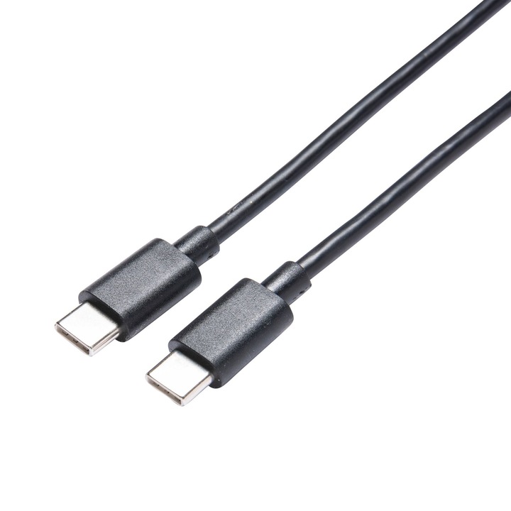 Lexman USB кабел, USB type C - USB type C, гума/мед, 2 м, черен