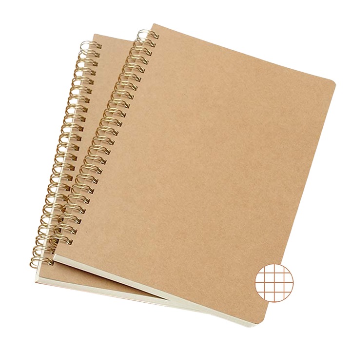 Опаковка от 2 спираловидни дневника A5, тетрадки с желязна подвързия, дневник, 100 страници / 50 страници, на квадрат